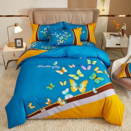 91家纺网 家纺一手货源 找家纺 总 雲归梦 2022年新款全棉AB版加厚磨毛大版四件套