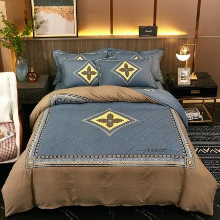 91家纺网 家纺一手货源 找家纺 雲归梦 2022年新款全棉AB版加厚磨毛大版四件套 香粉