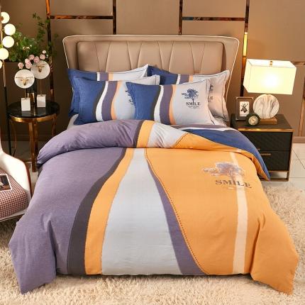 91家纺网 家纺一手货源 找家纺 雲归梦 2022年新款全棉AB版加厚磨毛大版四件套 幸运树桔