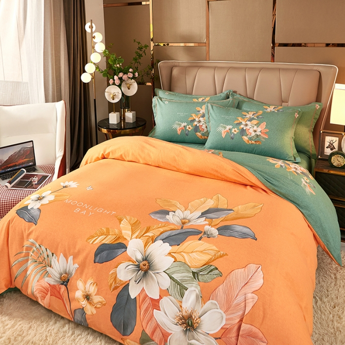 91家纺网 家纺一手货源 找家纺 雲归梦 2022年新款全棉AB版加厚磨毛大版四件套 花涧