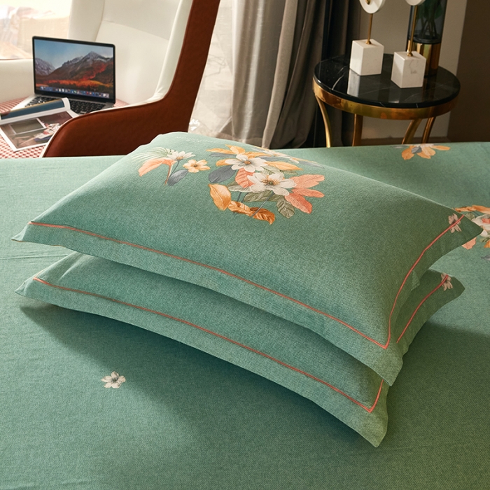 91家纺网 家纺一手货源 找家纺 雲归梦 2022年新款全棉AB版加厚磨毛大版四件套 花涧