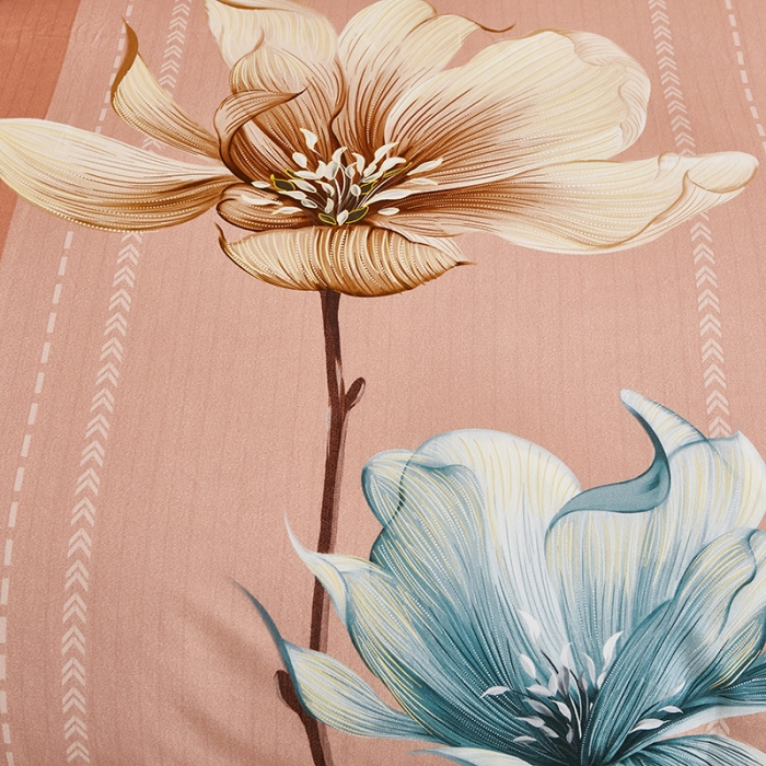 91家纺网 家纺一手货源 找家纺 雲归梦 2022年新款全棉AB版加厚磨毛大版四件套 花影温存-桔