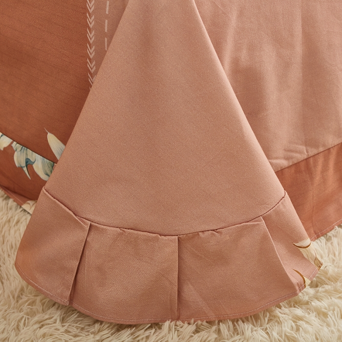 91家纺网 家纺一手货源 找家纺 雲归梦 2022年新款全棉AB版加厚磨毛大版四件套 花影温存-桔