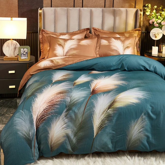 91家纺网 家纺一手货源 找家纺 雲归梦 2022年新款全棉AB版加厚磨毛大版四件套 金穗时光