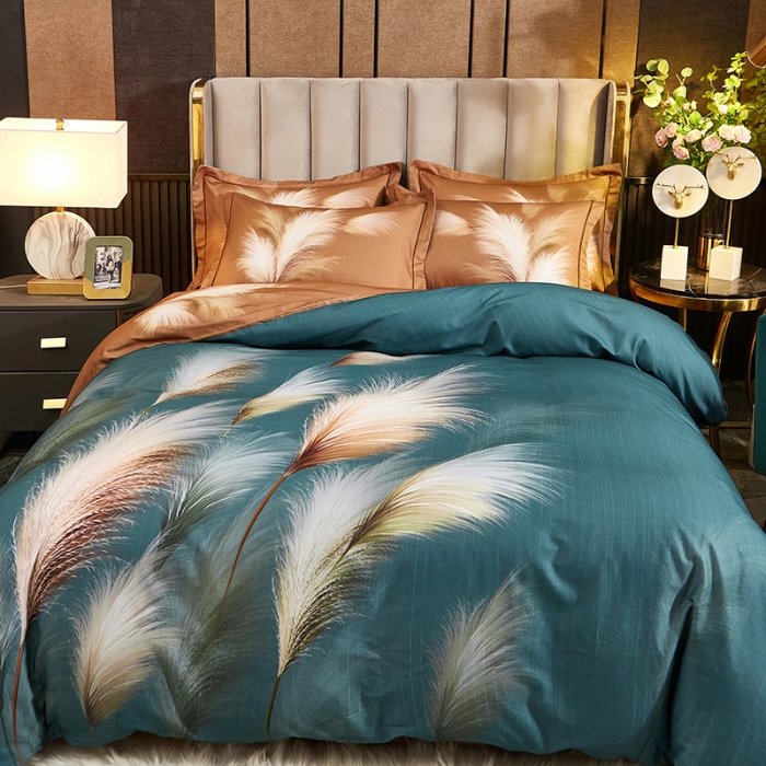 91家纺网 家纺一手货源 找家纺 雲归梦 2022年新款全棉AB版加厚磨毛大版四件套 金穗时光