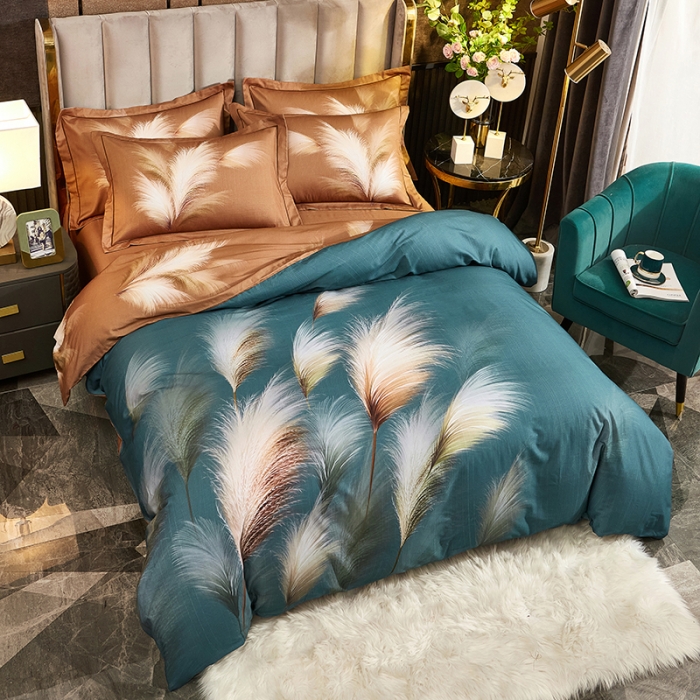 91家纺网 家纺一手货源 找家纺 雲归梦 2022年新款全棉AB版加厚磨毛大版四件套 金穗时光