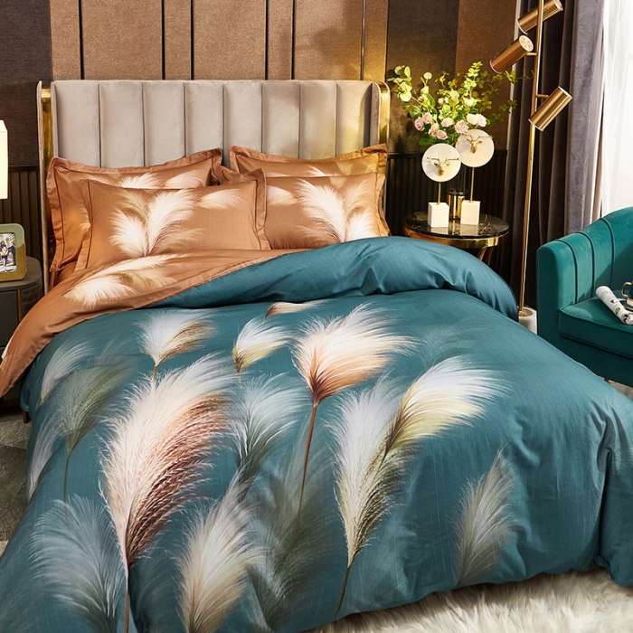 91家纺网 家纺一手货源 找家纺 雲归梦 2022年新款全棉AB版加厚磨毛大版四件套 金穗时光