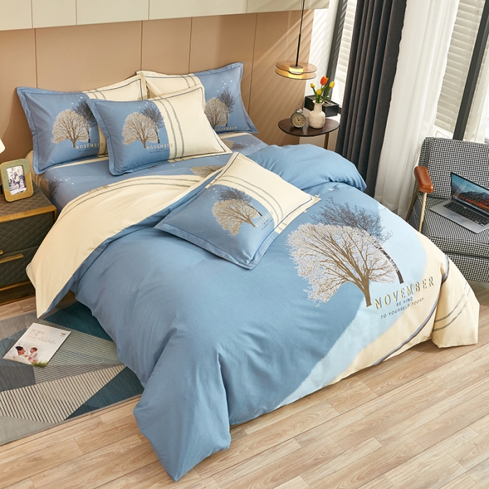 91家纺网 家纺一手货源 找家纺 雲归梦 2022年新款全棉AB版加厚磨毛大版四件套 沐辰-兰