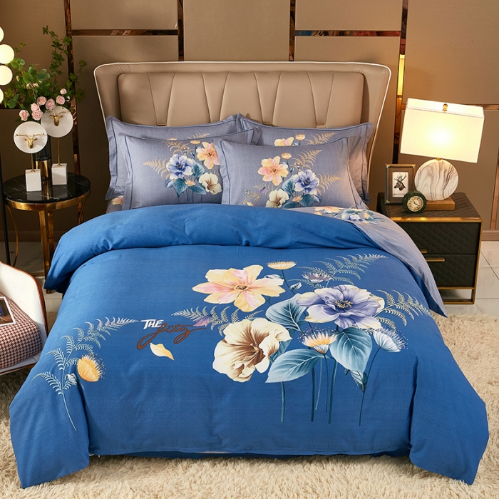 91家纺网 家纺一手货源 找家纺 雲归梦 2022年新款全棉AB版加厚磨毛大版四件套 清影