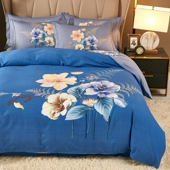 91家纺网 家纺一手货源 找家纺 雲归梦 2022年新款全棉AB版加厚磨毛大版四件套 清影