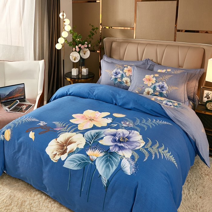 91家纺网 家纺一手货源 找家纺 雲归梦 2022年新款全棉AB版加厚磨毛大版四件套 清影