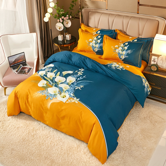 91家纺网 家纺一手货源 找家纺 雲归梦 2022年新款全棉AB版加厚磨毛大版四件套 曲意风华