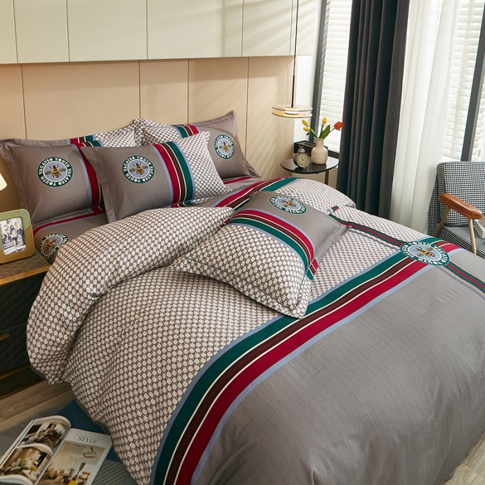 91家纺网 家纺一手货源 找家纺 雲归梦 2022年新款全棉AB版加厚磨毛大版四件套 时光偶遇-咖