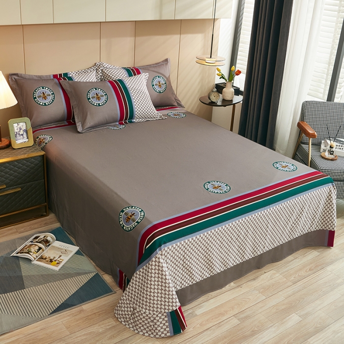 91家纺网 家纺一手货源 找家纺 雲归梦 2022年新款全棉AB版加厚磨毛大版四件套 时光偶遇-咖