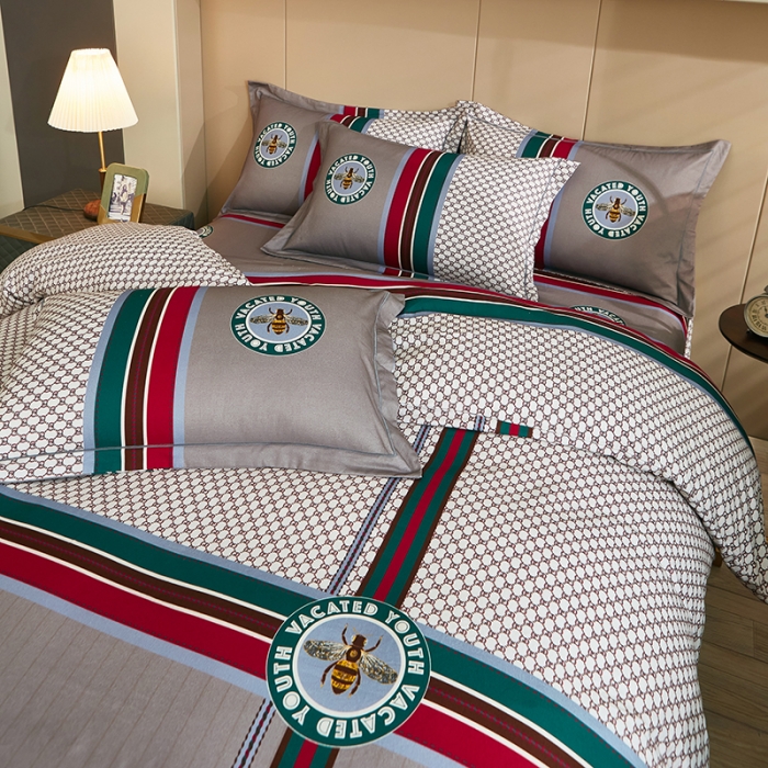 91家纺网 家纺一手货源 找家纺 雲归梦 2022年新款全棉AB版加厚磨毛大版四件套 时光偶遇-咖