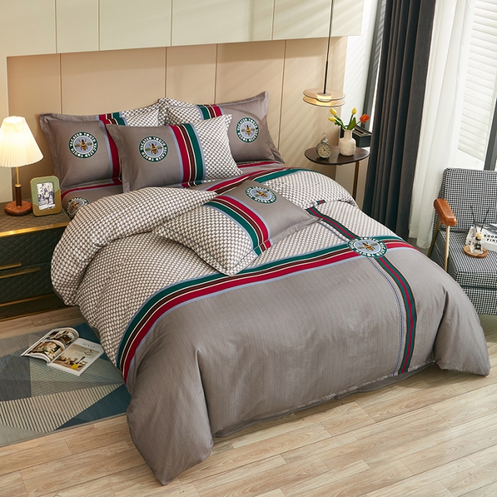 91家纺网 家纺一手货源 找家纺 雲归梦 2022年新款全棉AB版加厚磨毛大版四件套 时光偶遇-咖