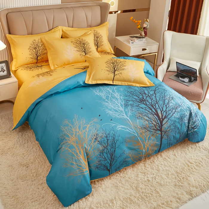 91家纺网 家纺一手货源 找家纺 雲归梦 2022年新款全棉AB版加厚磨毛大版四件套 水木年华-兰