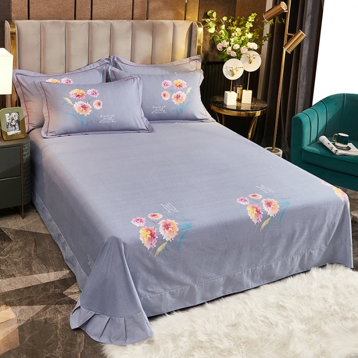 91家纺网 家纺一手货源 找家纺 雲归梦 2022年新款全棉AB版加厚磨毛大版四件套 恬爱粉