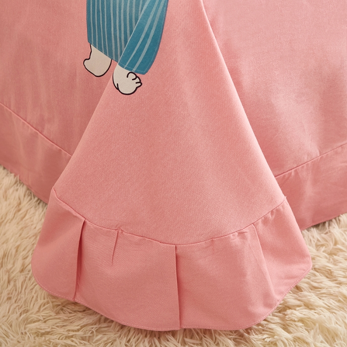 91家纺网 家纺一手货源 找家纺 雲归梦 2022年新款全棉AB版加厚磨毛大版四件套 兔宝宝-粉