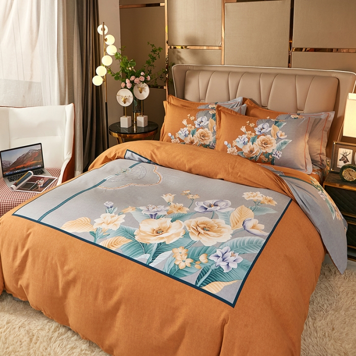 91家纺网 家纺一手货源 找家纺 雲归梦 2022年新款全棉AB版加厚磨毛大版四件套 婉玉