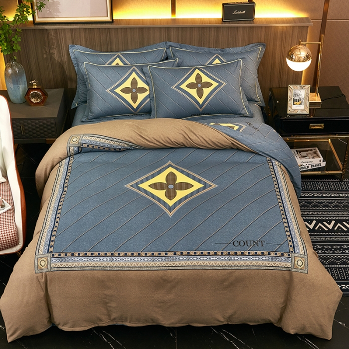 91家纺网 家纺一手货源 找家纺 雲归梦 2022年新款全棉AB版加厚磨毛大版四件套 香粉