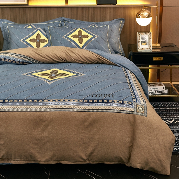 91家纺网 家纺一手货源 找家纺 雲归梦 2022年新款全棉AB版加厚磨毛大版四件套 香粉