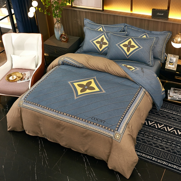 91家纺网 家纺一手货源 找家纺 雲归梦 2022年新款全棉AB版加厚磨毛大版四件套 香粉