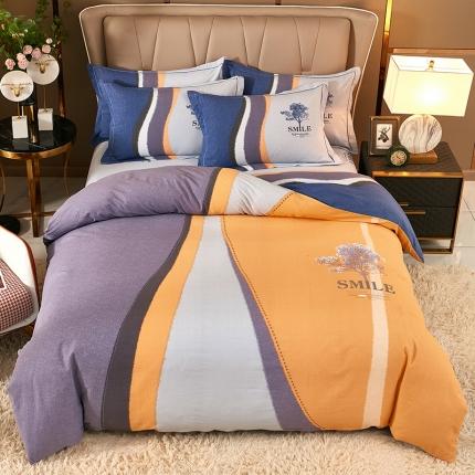 雲归梦 2022年新款全棉AB版加厚磨毛大版四件套 幸运树桔