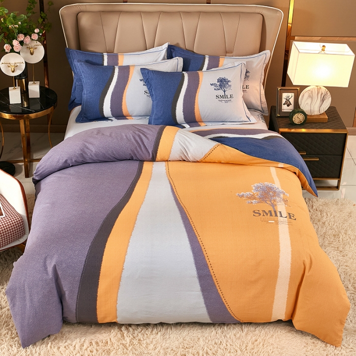 91家纺网 家纺一手货源 找家纺 雲归梦 2022年新款全棉AB版加厚磨毛大版四件套 幸运树桔