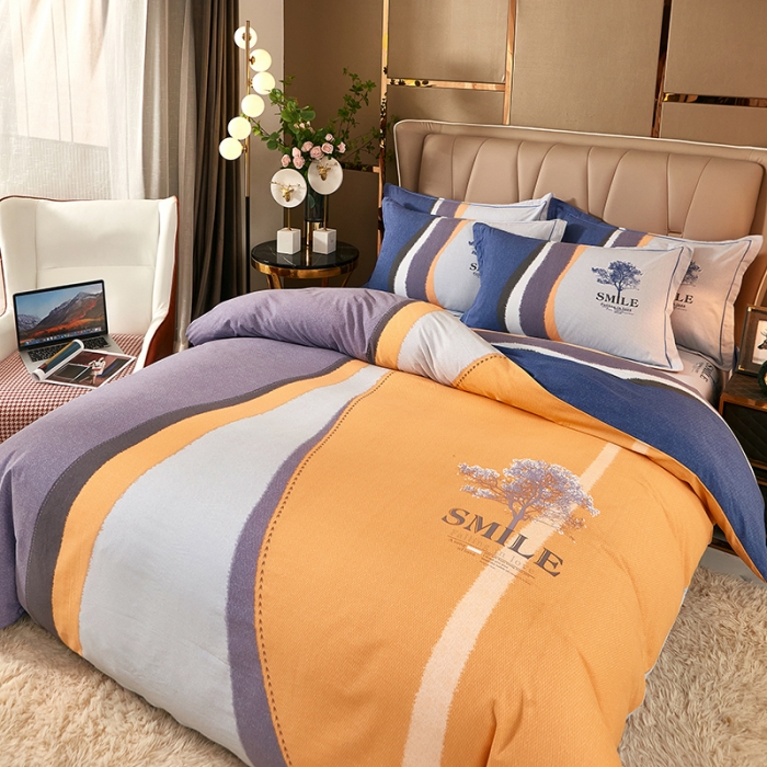 91家纺网 家纺一手货源 找家纺 雲归梦 2022年新款全棉AB版加厚磨毛大版四件套 幸运树桔