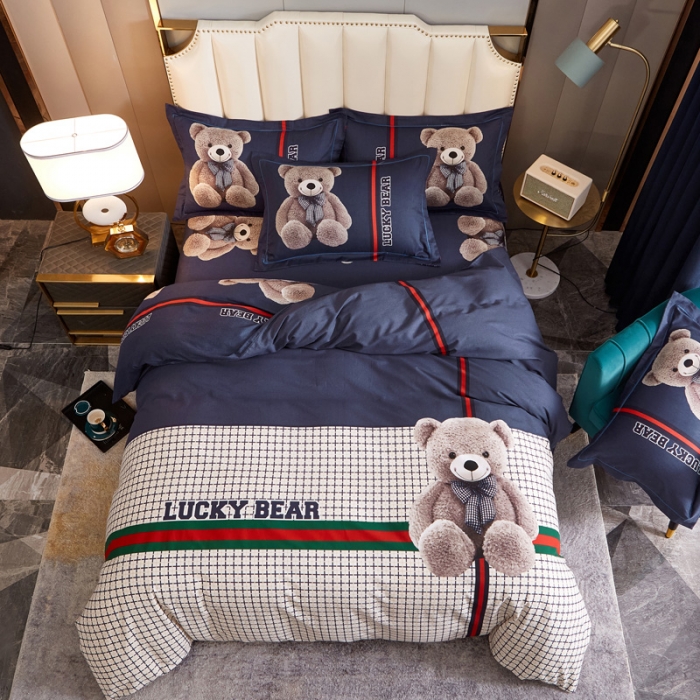 91家纺网 家纺一手货源 找家纺 雲归梦 2022年新款全棉AB版加厚磨毛大版四件套 幸运熊