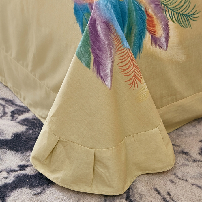 91家纺网 家纺一手货源 找家纺 雲归梦 2022年新款全棉AB版加厚磨毛大版四件套 羽翼纷飞桔