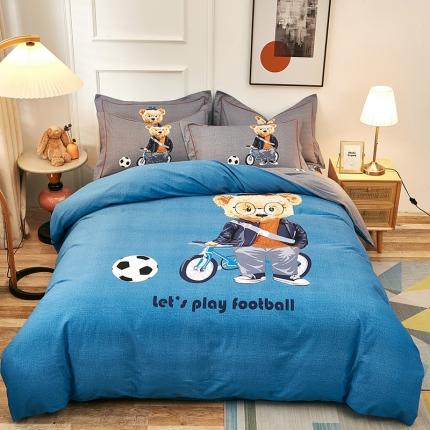 雲归梦 2022年新款全棉AB版加厚磨毛大版四件套 足球小子