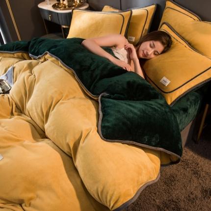 91家纺网 家纺一手货源 找家纺 栩裕纺织 2025新款网红爆款意式轻奢牛奶绒四件套 琥珀