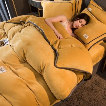 91家纺网 家纺一手货源 找家纺 栩裕纺织 2025新款网红爆款意式轻奢牛奶绒四件套 柠檬黄