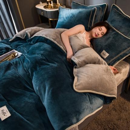 91家纺网 家纺一手货源 找家纺 栩裕纺织 2025新款网红爆款意式轻奢牛奶绒四件套 绅士