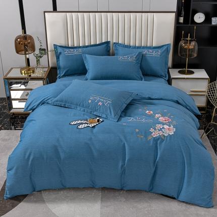 91家纺网 家纺一手货源 找家纺 （总）畅畅家纺 2022新款全棉磨毛绣花四件套