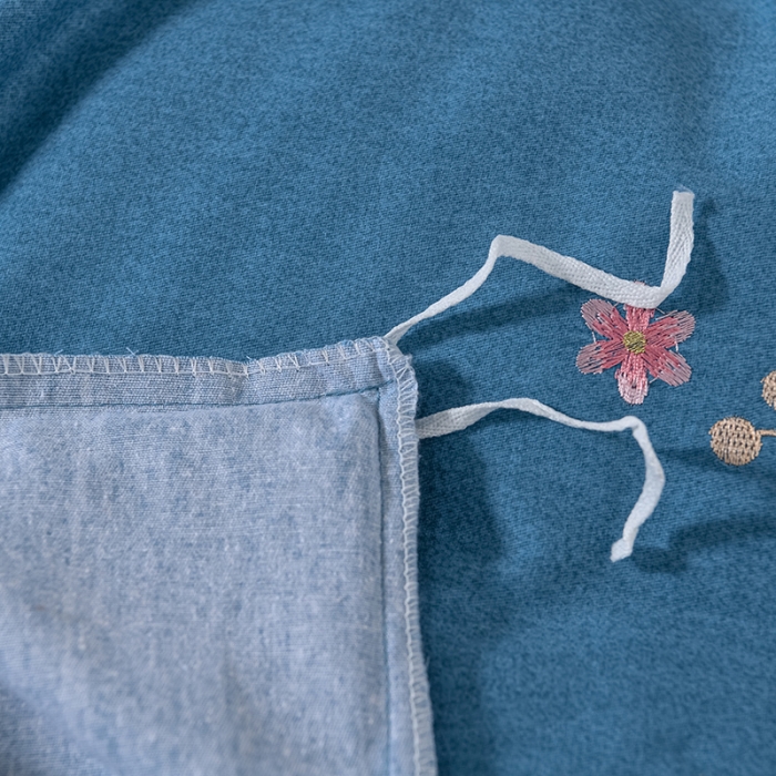 91家纺网 家纺一手货源 找家纺 畅畅家纺 2022新款全棉磨毛绣花四件套 香水百合-清澈蓝