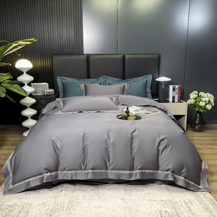 91家纺网 家纺一手货源 找家纺 淼铭秋冬新品T特种刺绣镂空-卡瑞系列四件套绅士灰