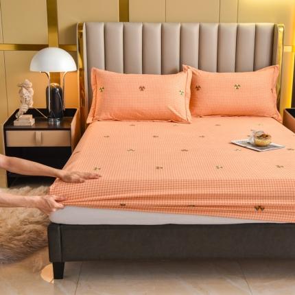 91家纺网 家纺一手货源 找家纺 名优家纺 2023新款全棉生态活性磨毛单床笠 悸动-橙