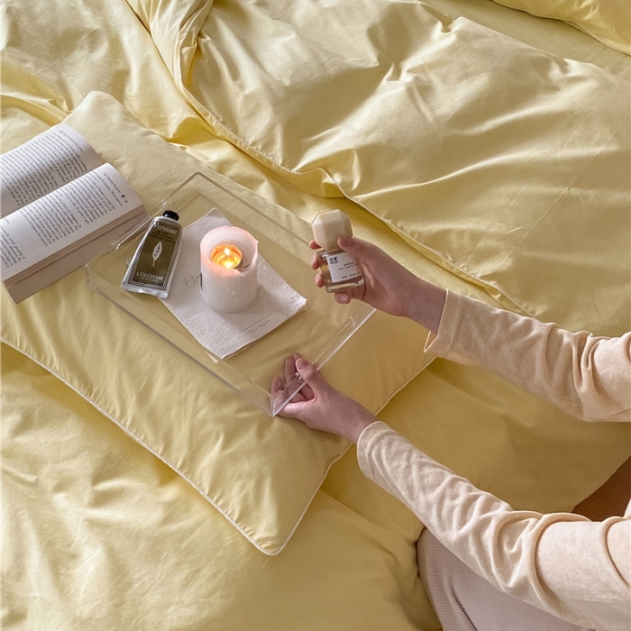 91家纺网 家纺一手货源 找家纺 棉眠 2022新款40S全棉水洗棉嵌线款四件套-晚安系列 晚安柠檬黄