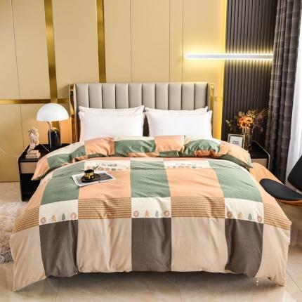 91家纺网 家纺一手货源 找家纺 名优家纺 2023新款全棉生态活性磨毛单被套 简派