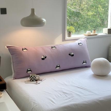 宝阁 全棉水洗棉毛巾绣床头靠垫沙发靠飘窗靠多功能靠垫 紫色熊猫
