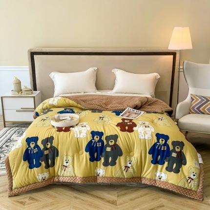 澳洲羽 2024新款3D按摩豆豆被 抱抱熊-咖