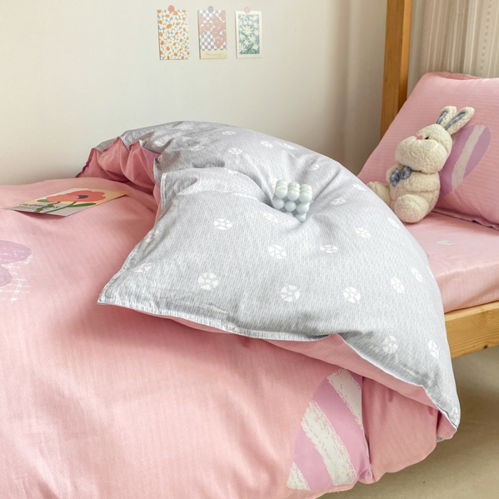 91家纺网 家纺一手货源 找家纺 铭成家纺2022新款全棉印花学生三件套 粉红甜心-红