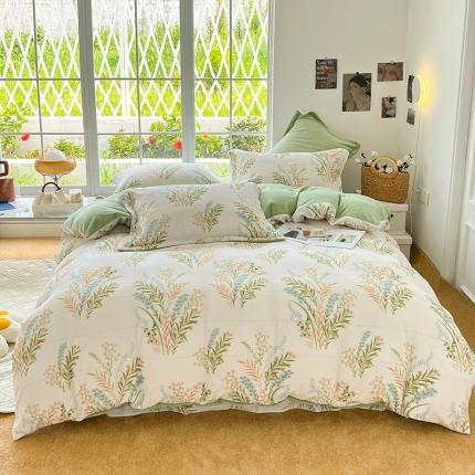 91家纺网 家纺一手货源 找家纺 总 呗旺鹿2022高克重ykk拉链印花小清新牛奶绒四件套直播