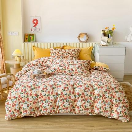 91家纺网 家纺一手货源 找家纺 总 呗旺鹿2022高克重ykk拉链印花小清新牛奶绒四件套直播