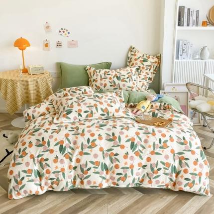 91家纺网 家纺一手货源 找家纺 总 呗旺鹿2022高克重ykk拉链印花小清新牛奶绒四件套直播