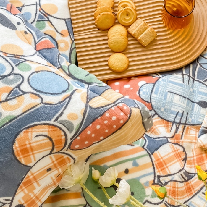 91家纺网 家纺一手货源 找家纺 呗旺鹿 2022年印花小清新加厚保暖牛奶绒四件套直播 玩具熊