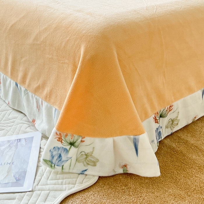 91家纺网 家纺一手货源 找家纺 呗旺鹿 2022印花小清新加厚保暖牛奶绒四件套直播 花语仙踪